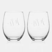 Custom 'Mr. & Mrs. Minimale Script-Hochzeit Weinglas Ohne Stiel (Rückseite)