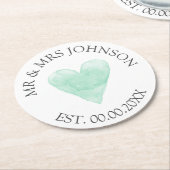 Custom mr mrs mint Herz Hochzeitsfeier Untersetzer (Angewinkelt)