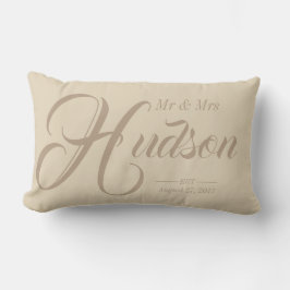 Custom Mr & Mrs Neutral Wedding Pillow Lendenkissen