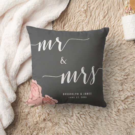 Custom Mr. und Mrs. Chalkboard Wedding Pillows Kissen (Decke)