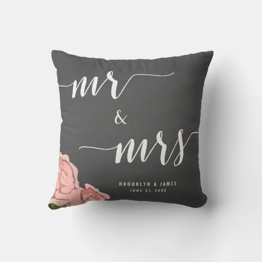 Custom Mr. und Mrs. Chalkboard Wedding Pillows Kissen (Rückseite)