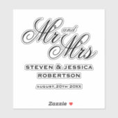 Custom Mr. und Mrs. elegante neu Weds Vinyl Aufkle Aufkleber (Blatt)