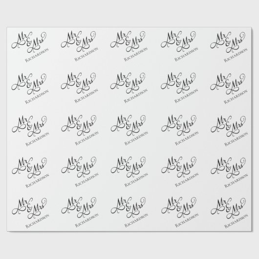 Custom Mr. und Mrs. Geschenkpapier (Flach)