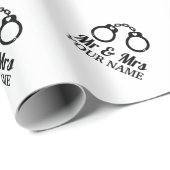 Custom Mr. und Mrs. handcuffs Hochzeitsgeschenk Geschenkpapier (Rolleneckpunkt)