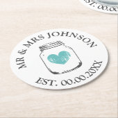 Custom mr und mrs mason jar Hochzeitsfeier Unterse Runder Pappuntersetzer (Angewinkelt)