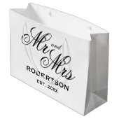 Custom Mr. und Mrs. Newlyweds große Hochzeitsgesch Große Geschenktüte (Rückseite Schrägansicht)