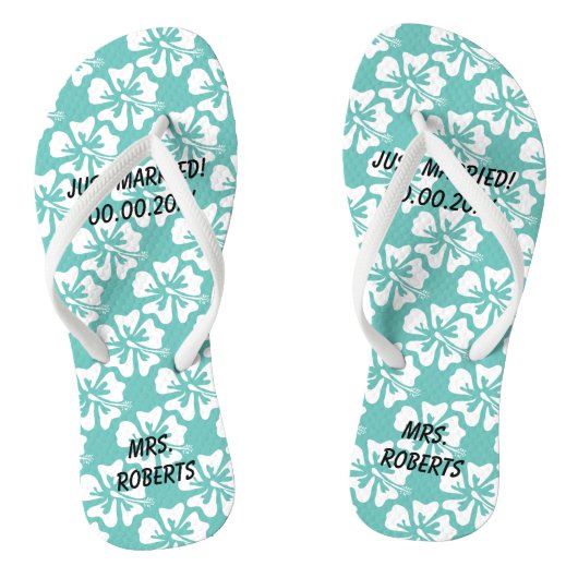 Custom mr und mrs Paar Strand Hochzeit Flip Flops Badesandalen (Fußbett)