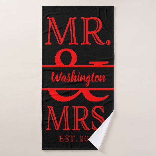 Custom Mr. und Mrs Red Black Bath Handtuch Badehandtuch (Badehandtuch)