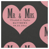Custom Mr. und Mrs. Wedding Black Heart Template Stoff (Nahaufnahme)