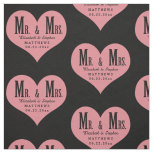 Custom Mr. und Mrs. Wedding Black Heart Template Stoff