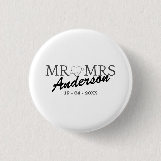 Custom Mr. und Mrs. Wedding Familiengeschenk Button (Vorderseite)