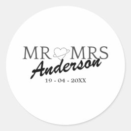 Custom Mr. und Mrs. Wedding Familiengeschenk Runder Aufkleber
