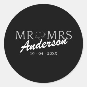 Custom Mr. und Mrs. Wedding Familiengeschenk Runder Aufkleber