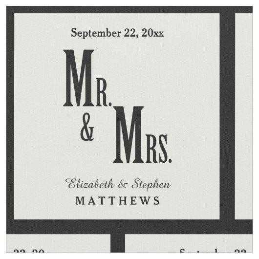 Custom Mr. und Mrs. Wedding Template Stoff (Nahaufnahme)