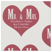 Custom Mr. und Mrs. Wedding White Heart Template Stoff (Nahaufnahme)