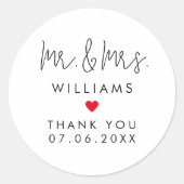 Custom Mr. Wedding Guest Favors Vielen Dank Runder Aufkleber (Vorderseite)