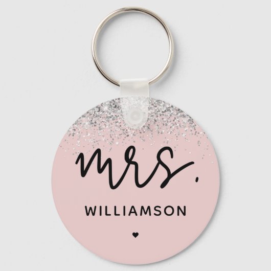 Custom Mrs. | Elegant Wedding Glitzer Confetti Schlüsselanhänger (Vorderseite)