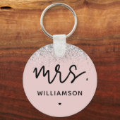 Custom Mrs. | Elegant Wedding Glitzer Confetti Schlüsselanhänger (Vorderseite)