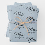 Custom Mrs. Est. Modern Elegant Script Newlywed Geschenkpapier Set (Beispiel)