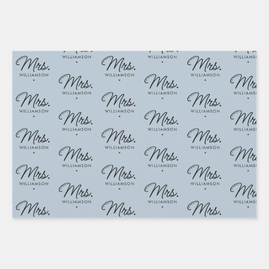 Custom Mrs. Est. Modern Elegant Script Newlywed Geschenkpapier Set (Vorderseite)