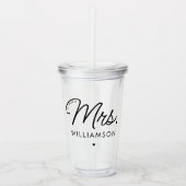 Custom Mrs. Est. Modernes, elegantes Script neu Acryltrinkbecher (Vorderseite)