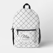 Custom Mrs. Est. Modernes, elegantes Script neu Bedruckter Rucksack (Vorderseite)