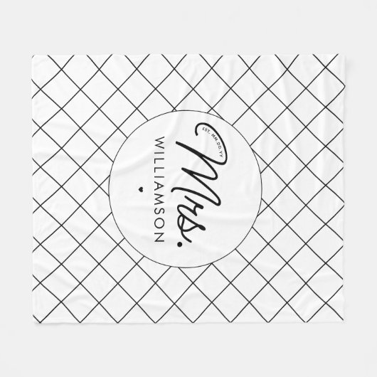 Custom Mrs. Est. Modernes, elegantes Script neu Fleecedecke (Vorderseite (Horizontal))