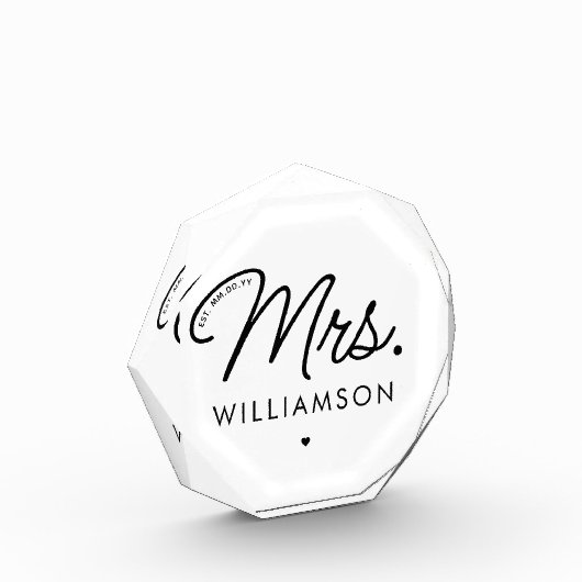 Custom Mrs. Est. Modernes, elegantes Script neu Fotoblock (Links)