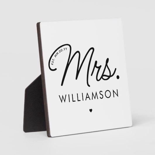 Custom Mrs. Est. Modernes, elegantes Script neu Fotoplatte (Vorderseite)