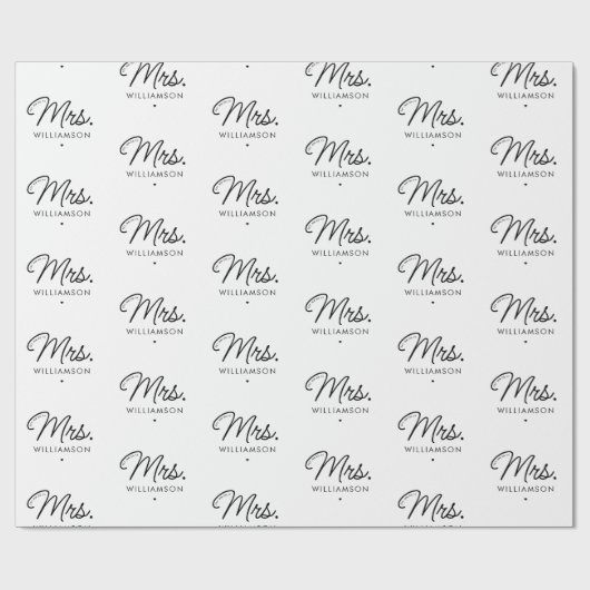 Custom Mrs. Est. Modernes, elegantes Script neu Geschenkpapier (Flach)