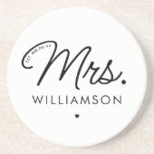 Custom Mrs. Est. Modernes, elegantes Script neu Getränkeuntersetzer (Vorne)