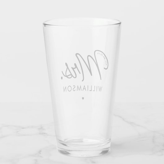 Custom Mrs. Est. Modernes, elegantes Script neu Glas (Rückseite)