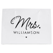 Custom Mrs. Est. Modernes, elegantes Script neu Große Geschenktüte (Vorderseite)