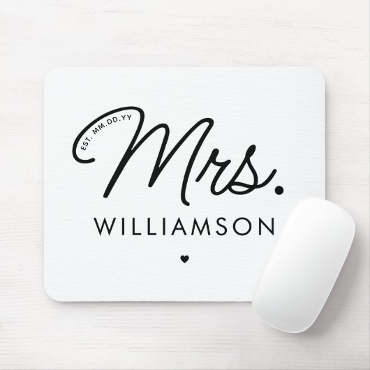 Custom Mrs. Est. Modernes, elegantes Script neu Mousepad (Mit Mouse)