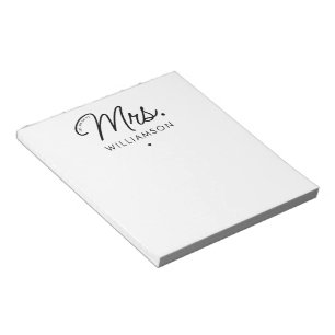 Custom Mrs. Est. Modernes, elegantes Script neu Notizblock