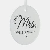 Custom Mrs. Est. Modernes, elegantes Script neu Ornament Aus Glas (Vorderseite Rechts)