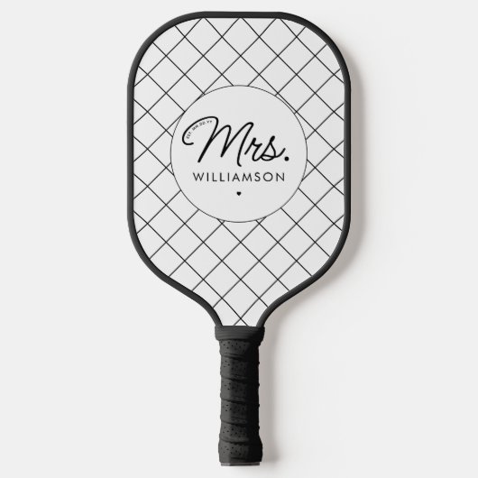 Custom Mrs. Est. Modernes, elegantes Script neu Pickleball Schläger (Vorderseite)