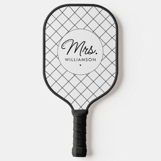 Custom Mrs. Est. Modernes, elegantes Script neu Pickleball Schläger (Rückseite)