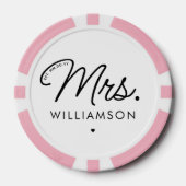 Custom Mrs. Est. Modernes, elegantes Script neu Pokerchips (Vorderseite)