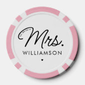 Custom Mrs. Est. Modernes, elegantes Script neu Pokerchips (Rückseite)