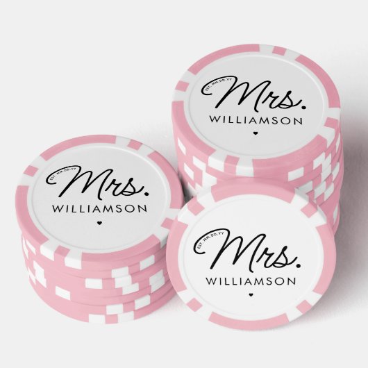 Custom Mrs. Est. Modernes, elegantes Script neu Pokerchips (Stapel)