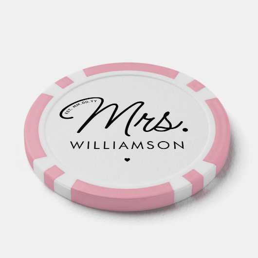 Custom Mrs. Est. Modernes, elegantes Script neu Pokerchips (Einzeln)