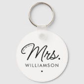 Custom Mrs. Est. Modernes, elegantes Script neu Schlüsselanhänger (Rückseite)