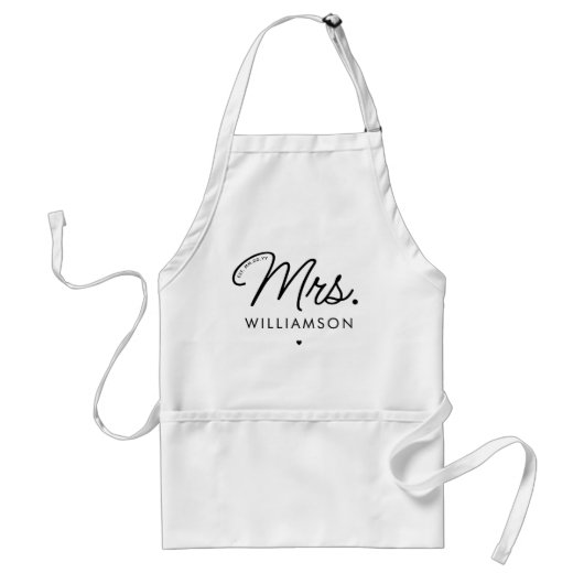 Custom Mrs. Est. Modernes, elegantes Script neu Schürze (Vorne)