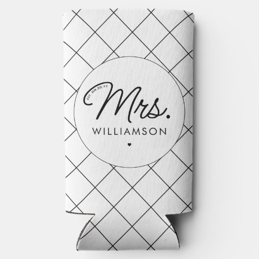 Custom Mrs. Est. Modernes, elegantes Script neu Selters Dosenkühler (Rückseite)