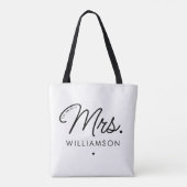 Custom Mrs. Est. Modernes, elegantes Script neu Tasche (Rückseite)