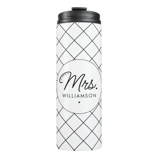 Custom Mrs. Est. Modernes, elegantes Script neu Thermosbecher (Vorderseite)