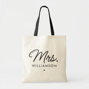 Custom Mrs. Est. Modernes, elegantes Script neu Tragetasche