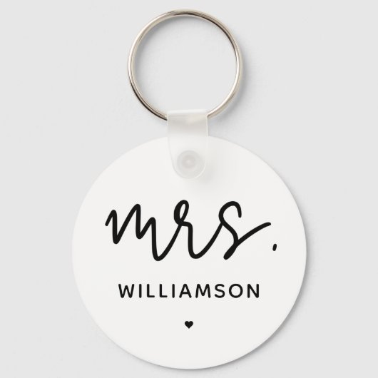 Custom Mrs. | Minimalistische Hochzeit New Couple Schlüsselanhänger (Vorderseite)