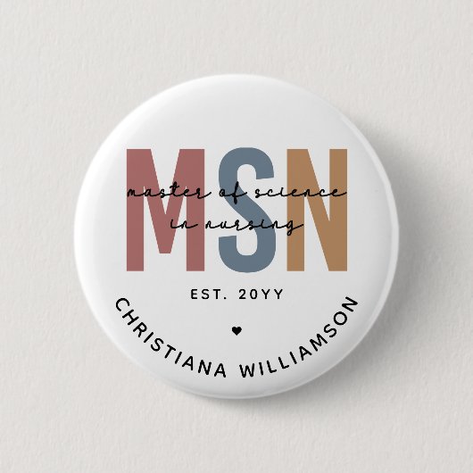 Custom MSN Master of Science in Nursing Abschluss Button (Vorderseite)